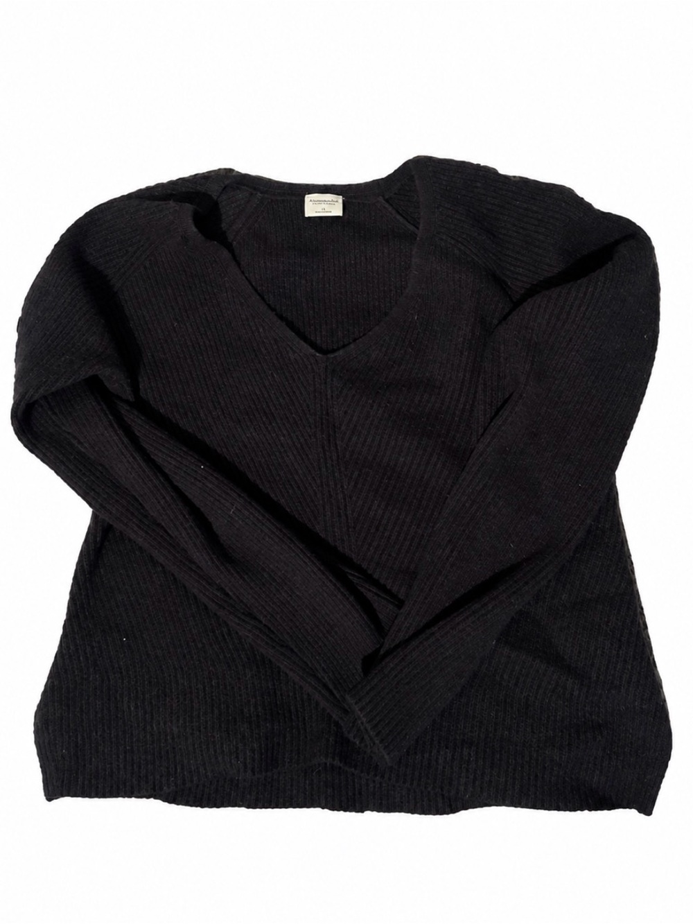 Abercrombie & Fitch Black V-Neck Ribbed Sweater